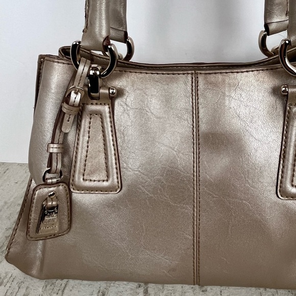 LIZ CLAIBORNE Large Bronz Hobo Bag Gorgeous Patina Multipockets Zippered - Picture 2 of 16